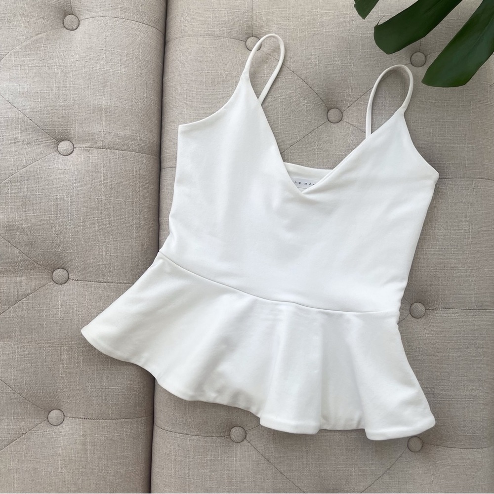 SUSANA MONACO - (NWOT) White Flare Hem Tank - Size S